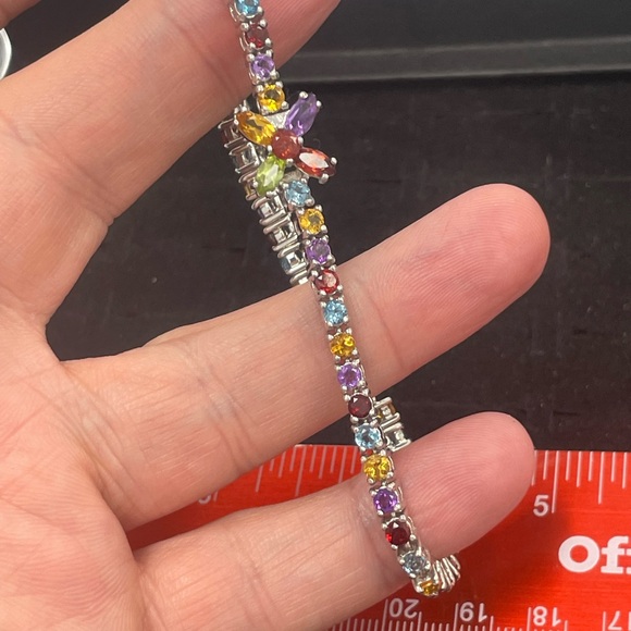 New 7.5" marquise garnet another gust and other gems sterling silver bracelet - Picture 5 of 9